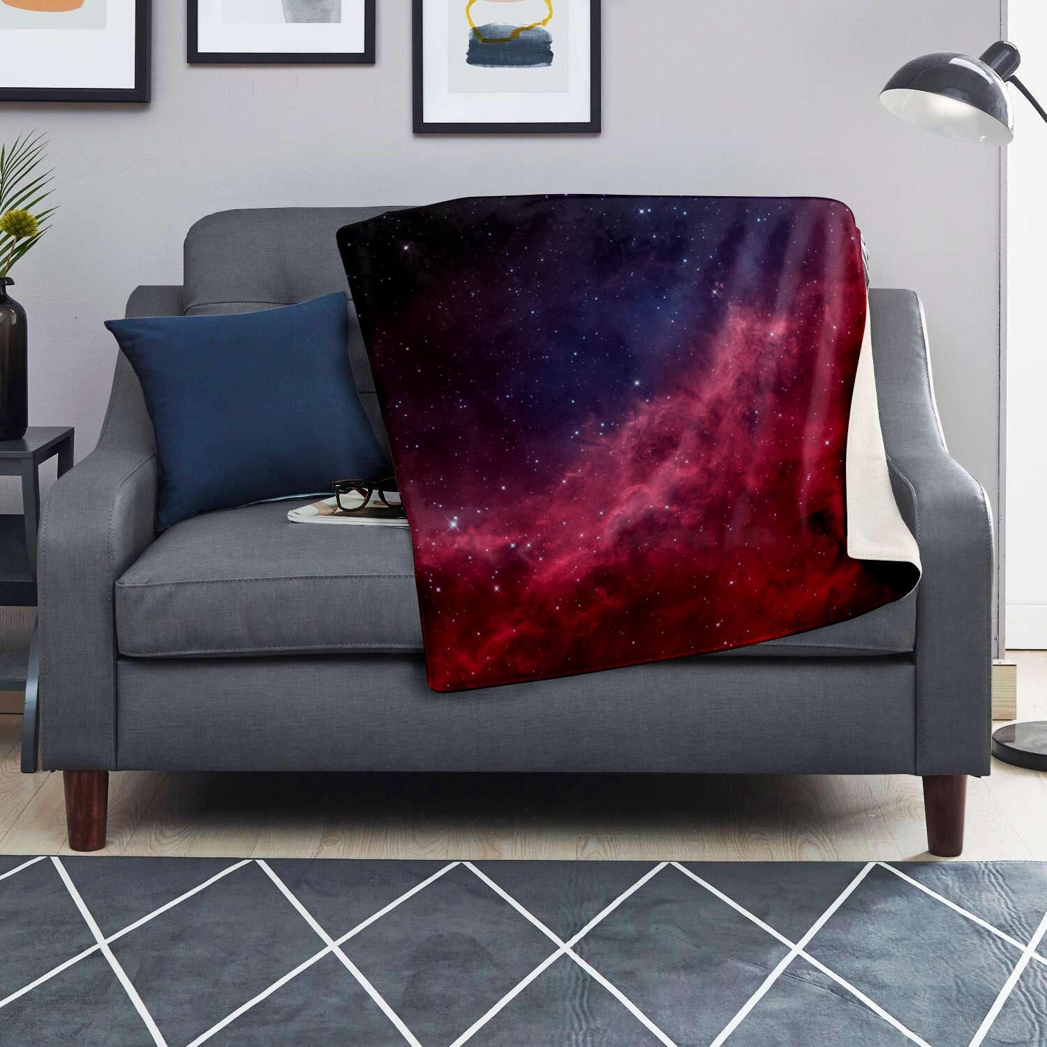 Red Cosmic Galaxy Space Blanket-grizzshop