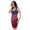 Red Cosmic Galaxy Space Bodycon Dress-grizzshop