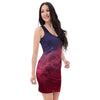 Red Cosmic Galaxy Space Bodycon Dress-grizzshop