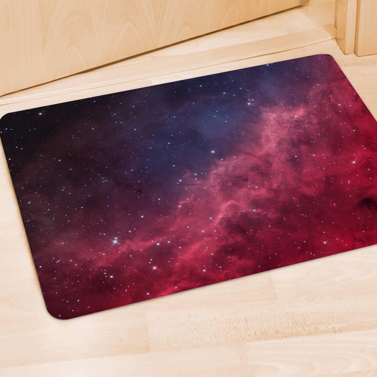 Red Cosmic Galaxy Space Door Mat-grizzshop