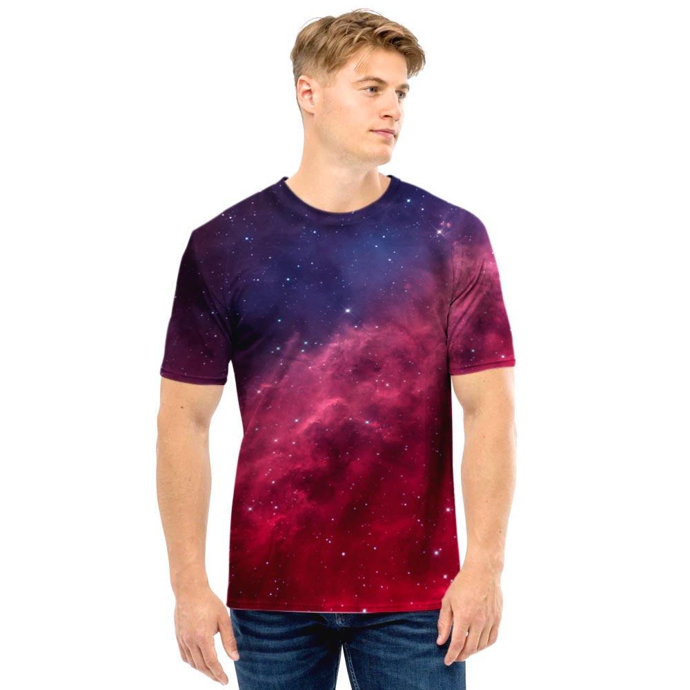 Red Cosmic Galaxy Space Men T Shirt-grizzshop