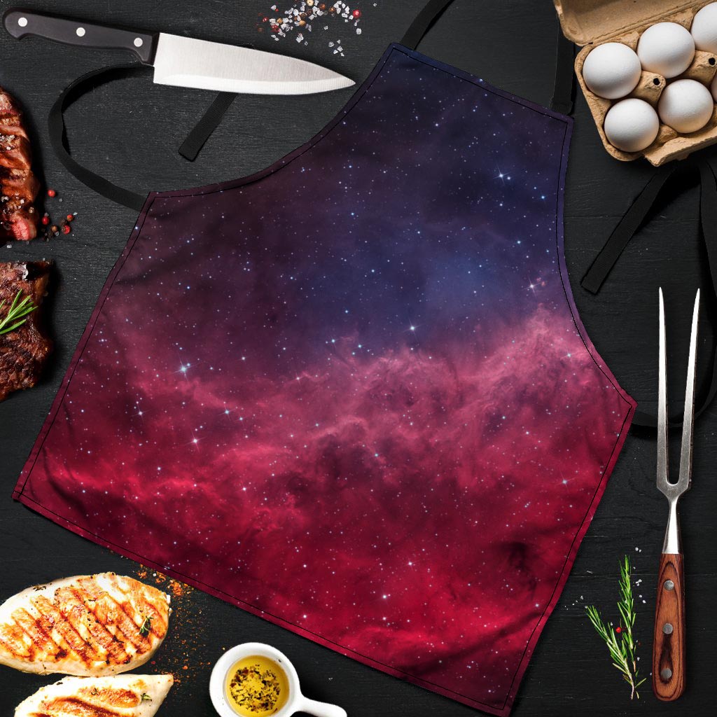 Red Cosmic Galaxy Space Men's Apron-grizzshop