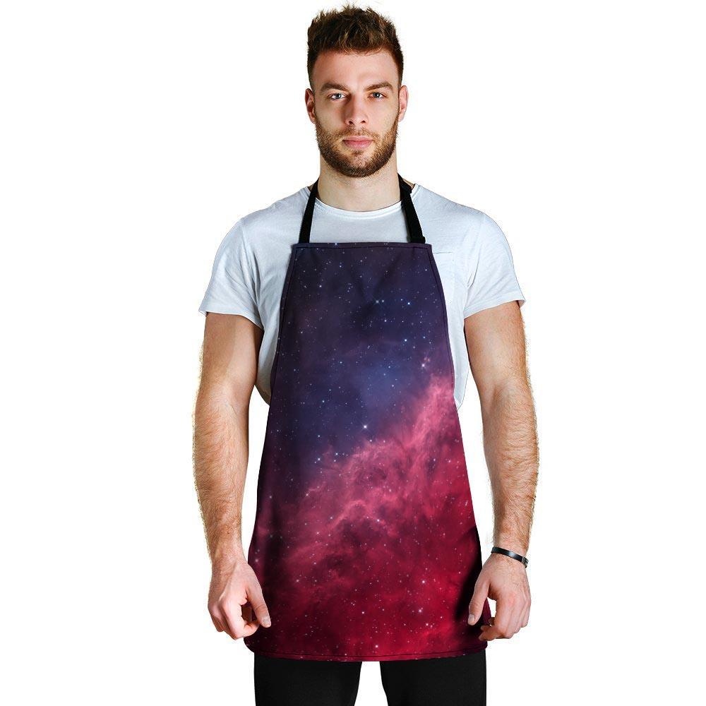 Red Cosmic Galaxy Space Men's Apron-grizzshop