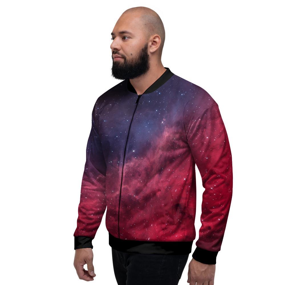 Red Cosmic Galaxy Space Men's Bomber Jacket-grizzshop