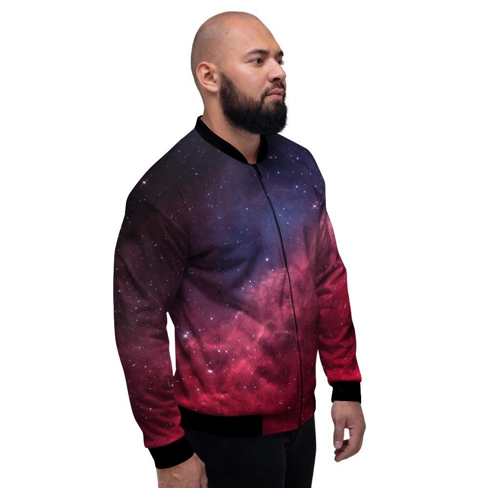 Red Cosmic Galaxy Space Men's Bomber Jacket-grizzshop