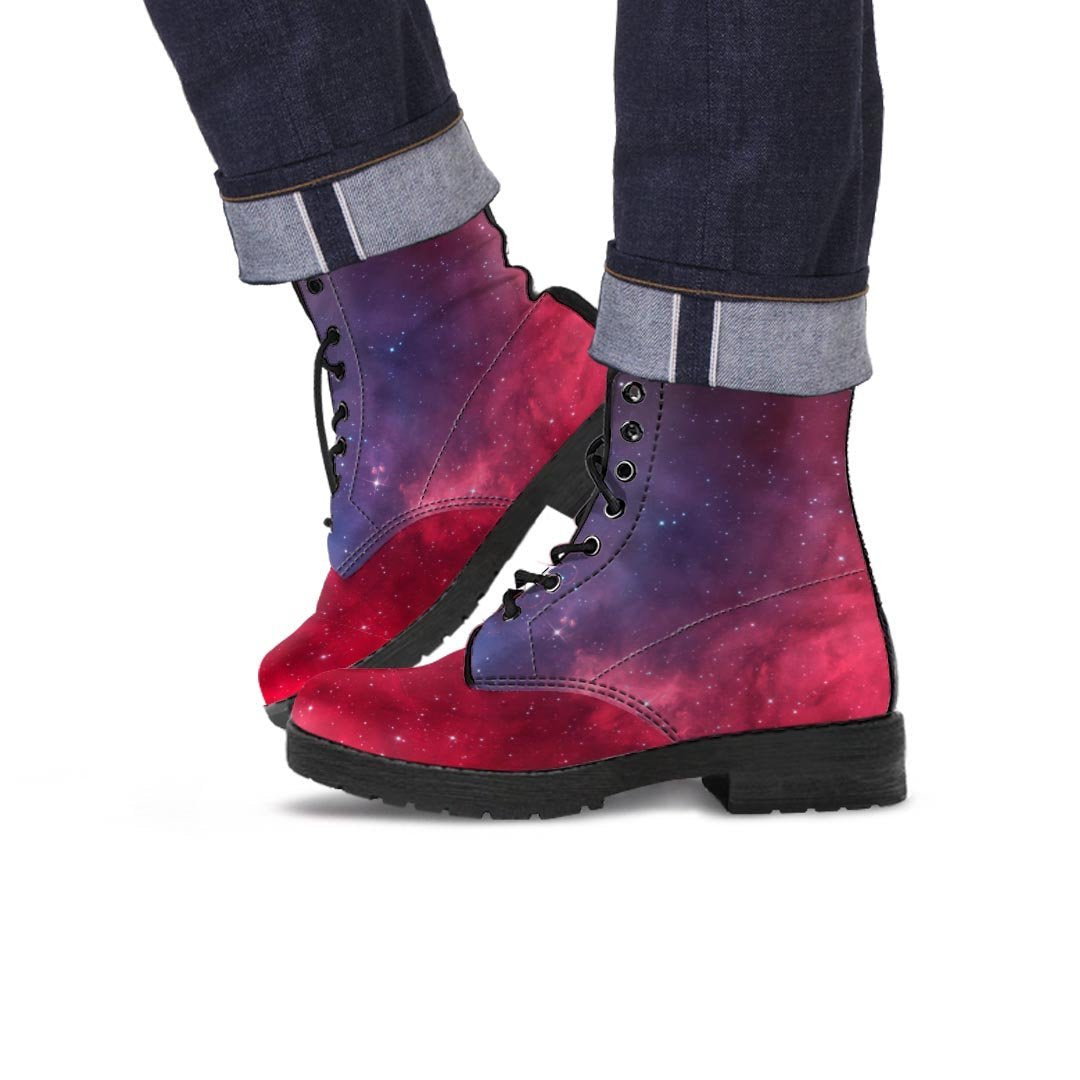 Red Cosmic Galaxy Space Men's Boots-grizzshop