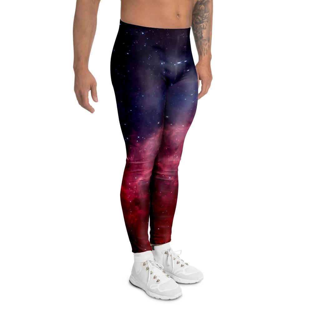 Red Cosmic Galaxy Space Men's Leggings-grizzshop