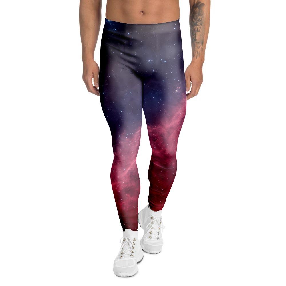 Red Cosmic Galaxy Space Men's Leggings-grizzshop