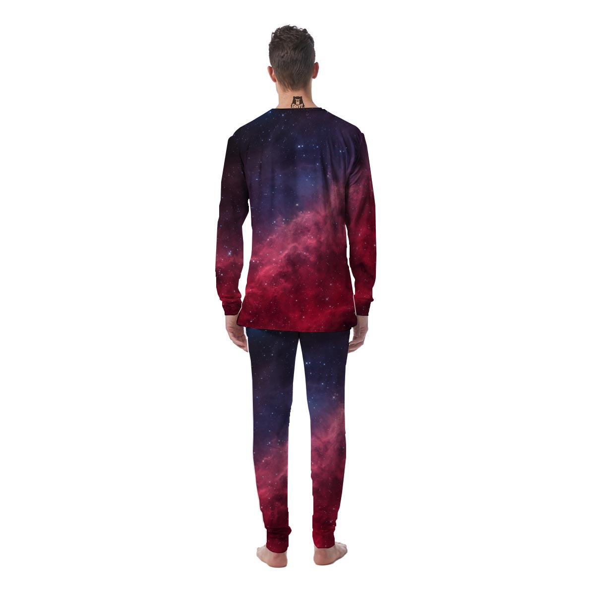 Red Cosmic Galaxy Space Men's Pajamas-grizzshop