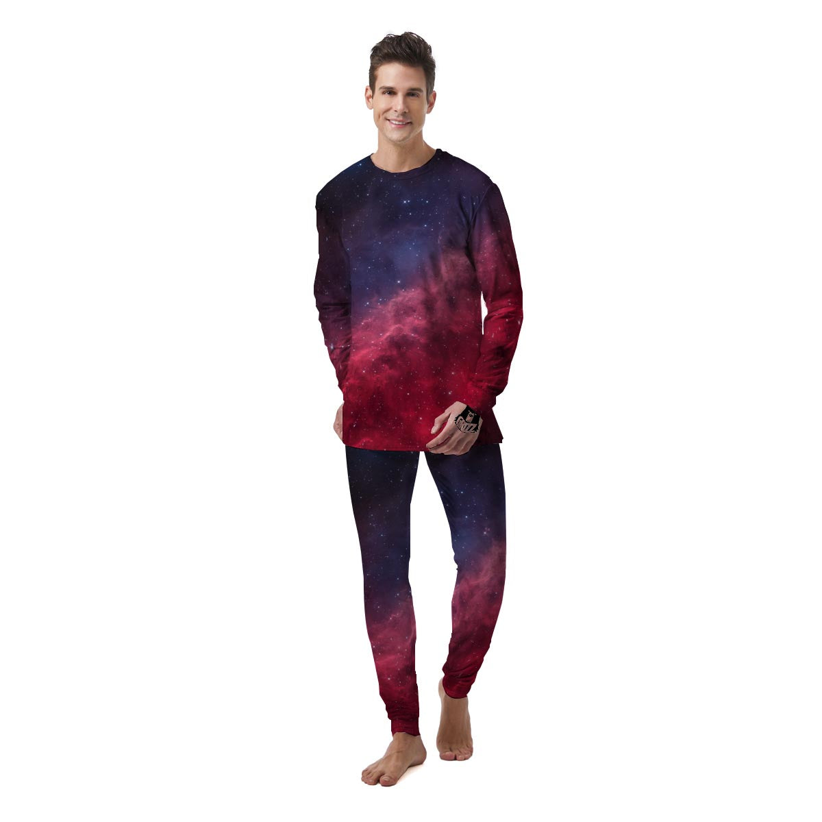 Red Cosmic Galaxy Space Men's Pajamas-grizzshop