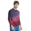 Red Cosmic Galaxy Space Men's Sweatshirt-grizzshop