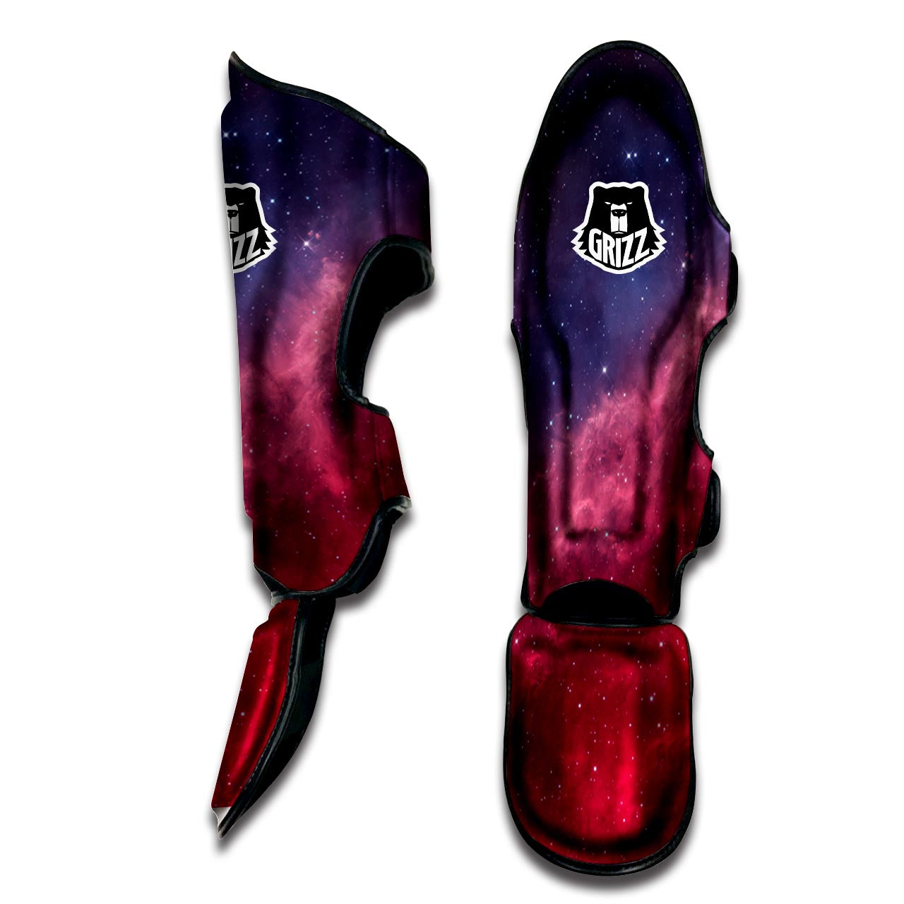 Red Cosmic Galaxy Space Muay Thai Shin Guard-grizzshop