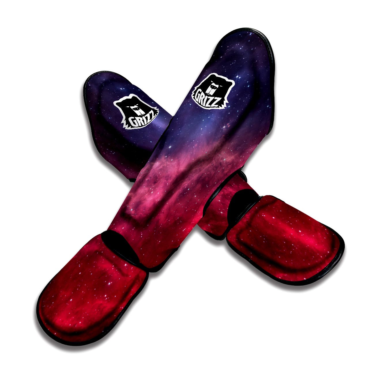 Red Cosmic Galaxy Space Muay Thai Shin Guard-grizzshop