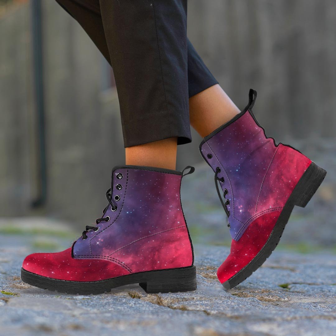 Red Cosmic Galaxy Space Women's Boots-grizzshop