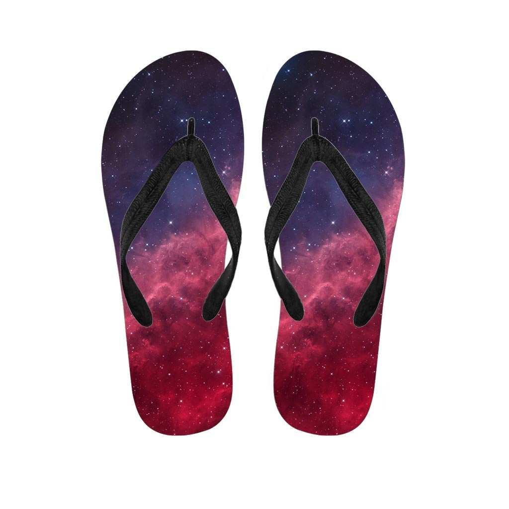 Red Cosmic Galaxy Space Women's Flip Flops-grizzshop