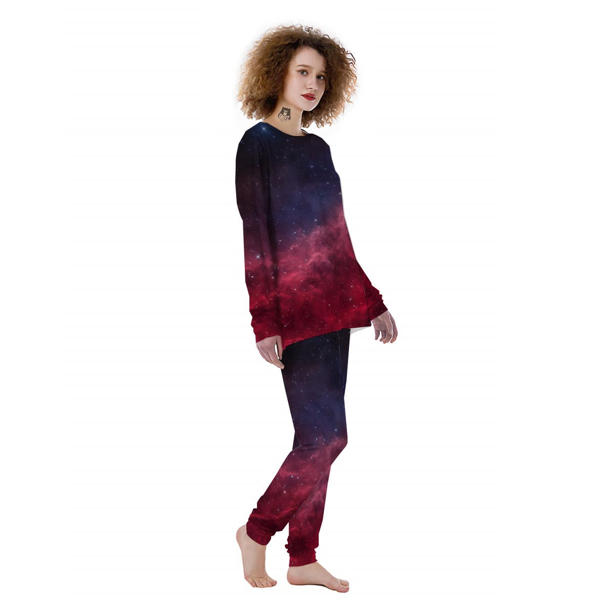 Red Cosmic Galaxy Space Women's Pajamas-grizzshop