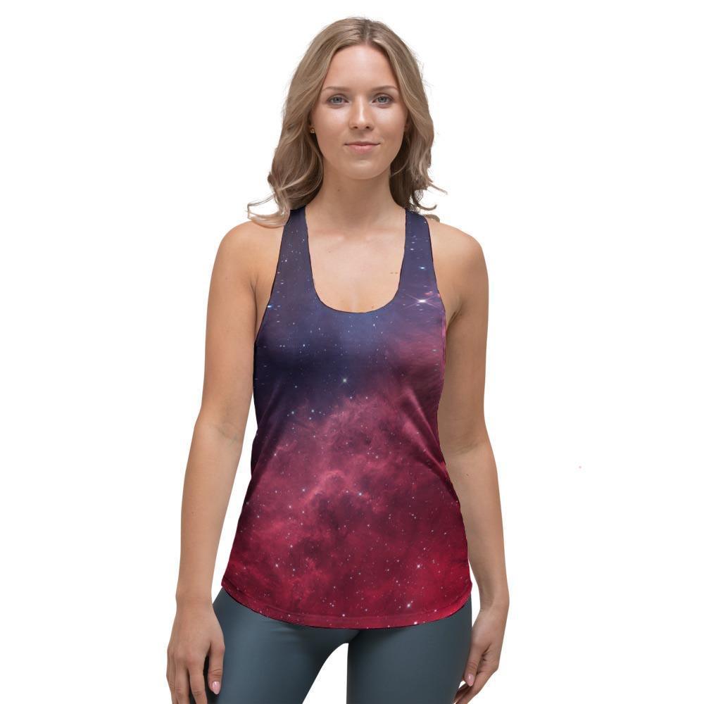 Red Cosmic Galaxy Space Women's Racerback Tank Top-grizzshop