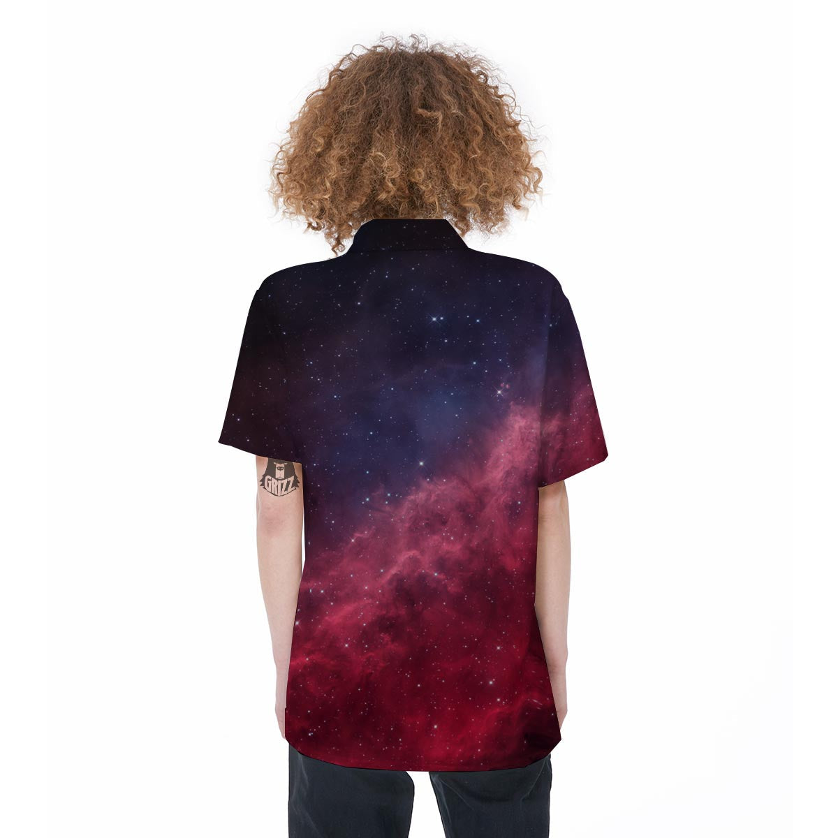 Red Cosmic Galaxy Space Women's Short Sleeve Shirts-grizzshop