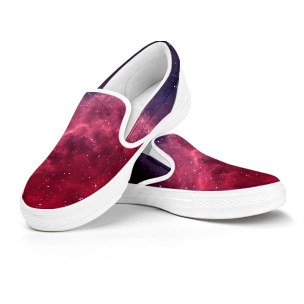Red Cosmic Galaxy Space Women's Slip On Sneakers-grizzshop