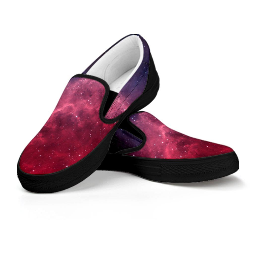Red Cosmic Galaxy Space Women's Slip On Sneakers-grizzshop