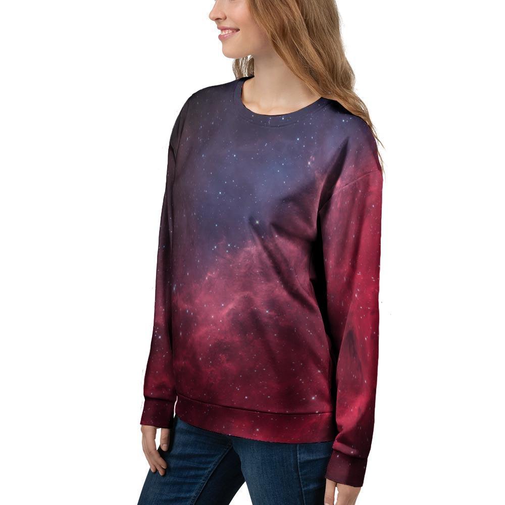 Red Cosmic Galaxy Space Women's Sweatshirt-grizzshop