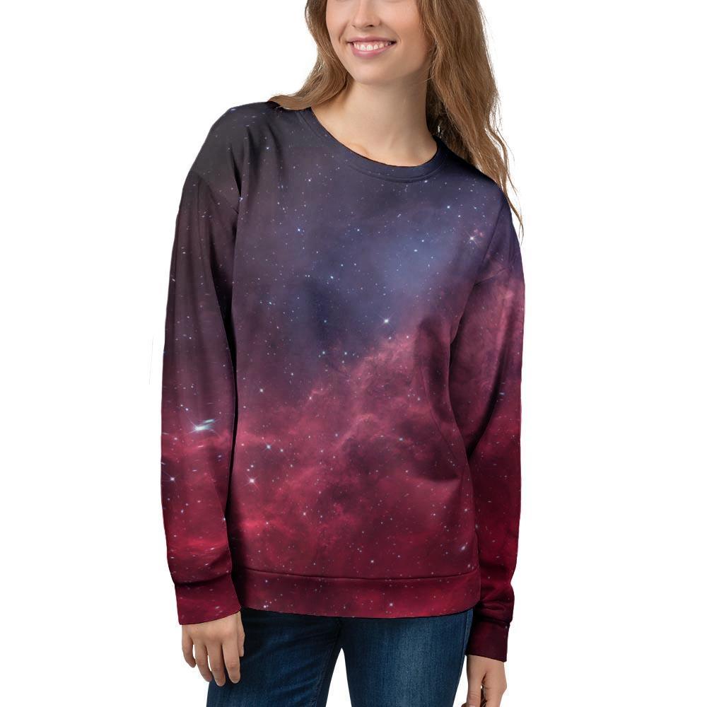 Red Cosmic Galaxy Space Women's Sweatshirt-grizzshop