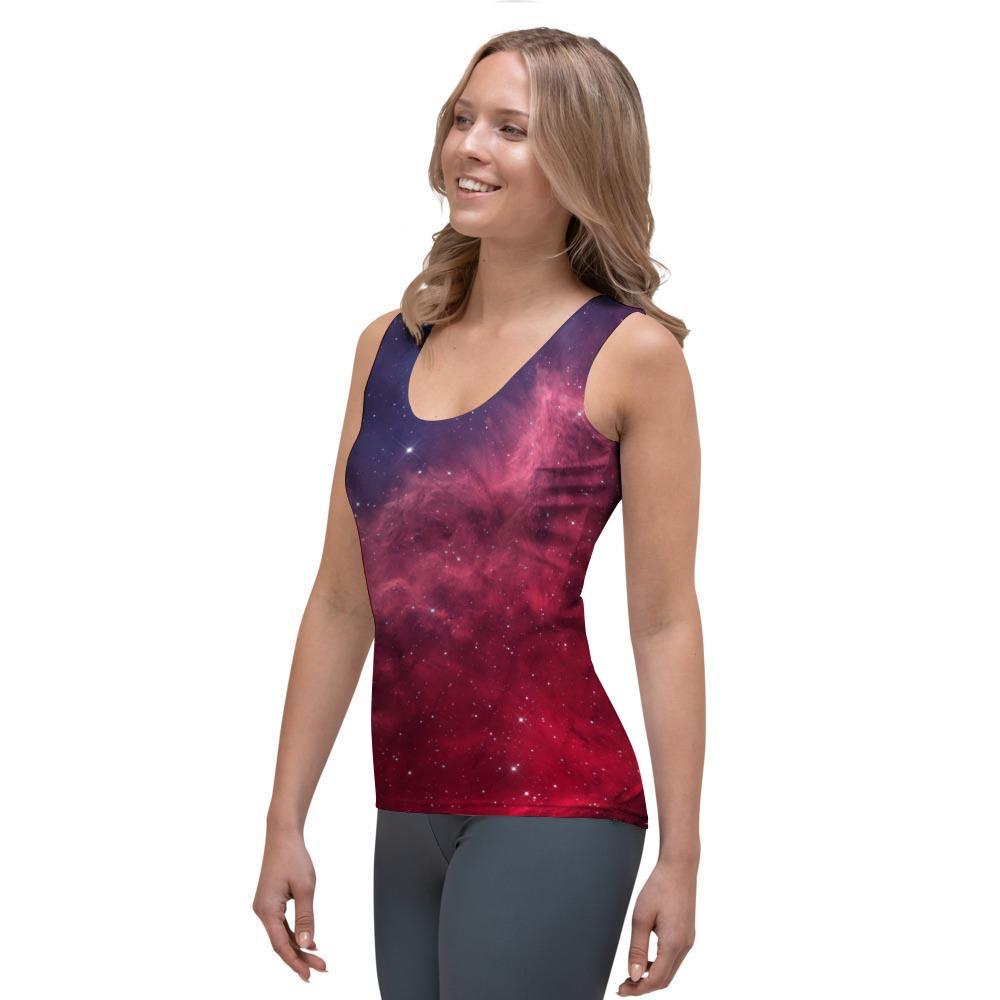 Red Cosmic Galaxy Space Women's Tank Top-grizzshop