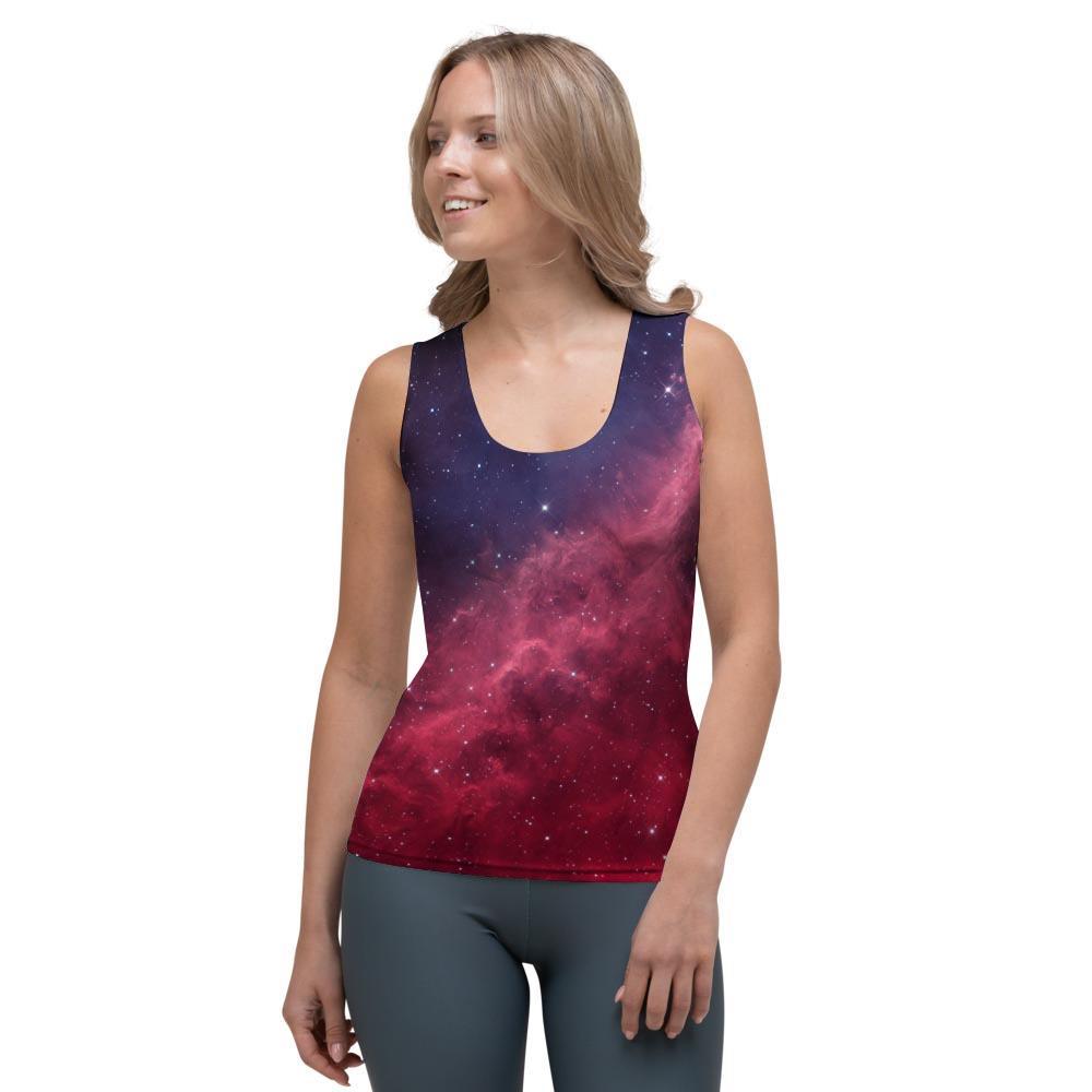Red Cosmic Galaxy Space Women's Tank Top-grizzshop