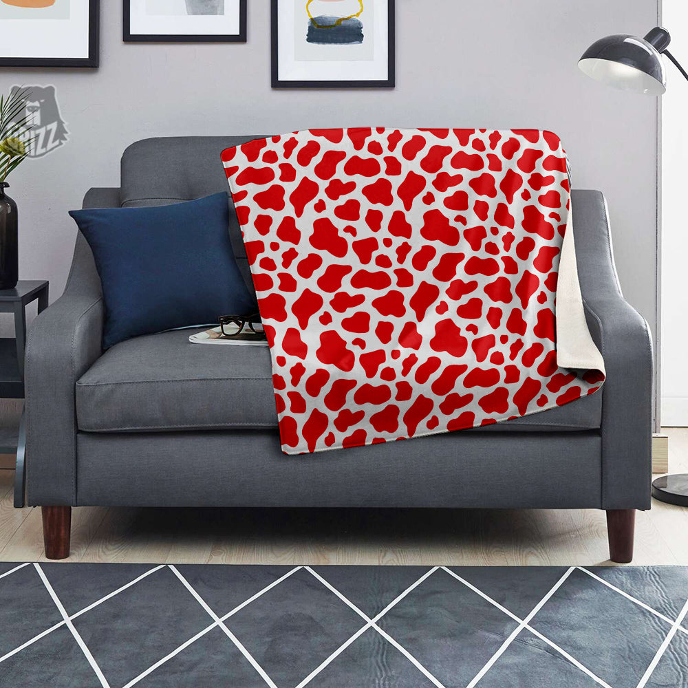 Red Cow Print Pattern Blanket-grizzshop