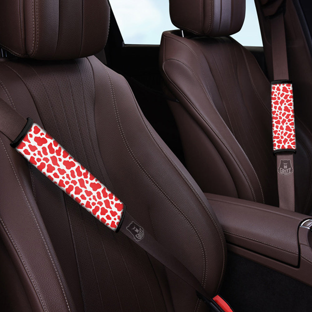 Red Cow Print Pattern Car Seat Belt Cover-grizzshop