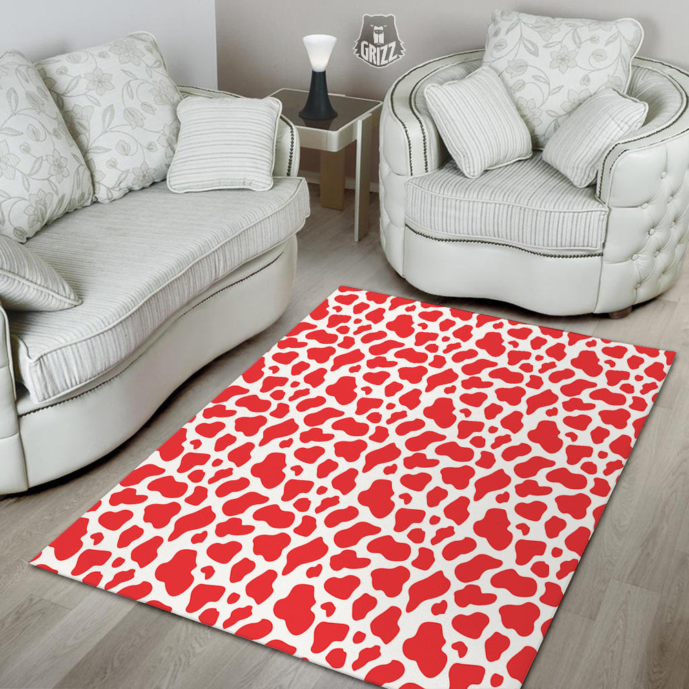 Red Cow Print Pattern Floor Mat-grizzshop