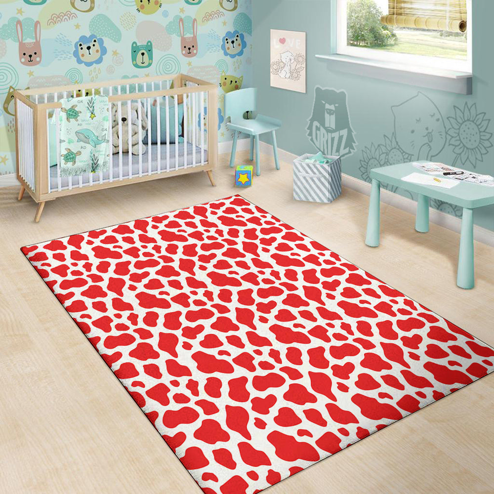 Red Cow Print Pattern Floor Mat-grizzshop