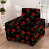 Red Doodle Rose Floral Armchair Cover-grizzshop