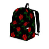 Red Doodle Rose Floral Backpack-grizzshop