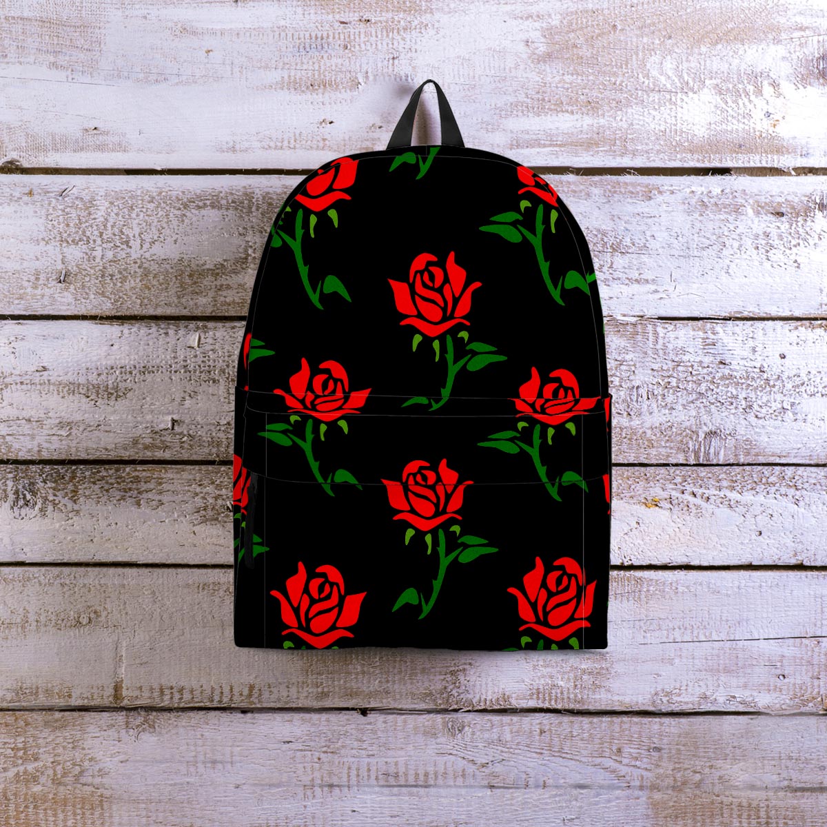 Red Doodle Rose Floral Backpack-grizzshop