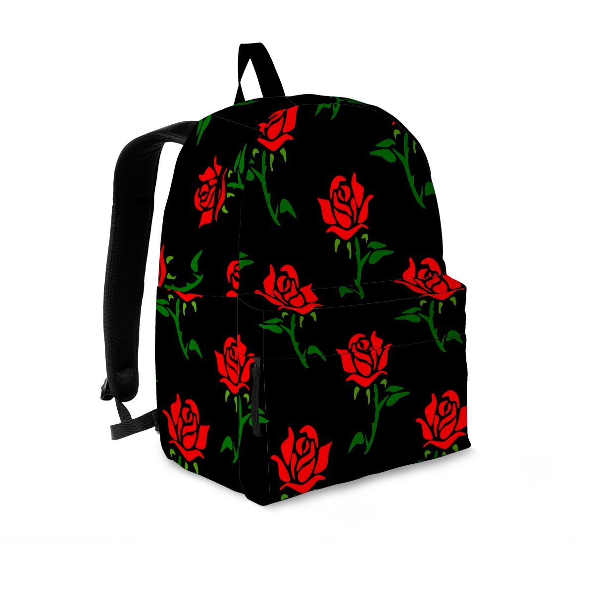 Red Doodle Rose Floral Backpack-grizzshop