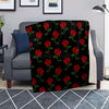 Red Doodle Rose Floral Blanket-grizzshop