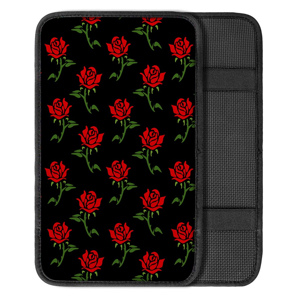 Red Doodle Rose Floral Car Console Cover-grizzshop