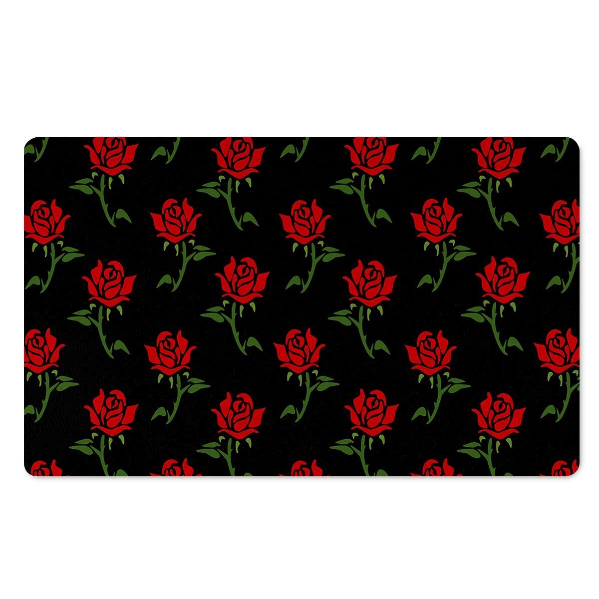 Red Doodle Rose Floral Door Mat-grizzshop