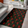 Red Doodle Rose Floral Floor Mat-grizzshop