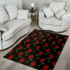 Red Doodle Rose Floral Floor Mat-grizzshop