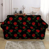 Red Doodle Rose Floral Loveseat Cover-grizzshop