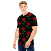 Red Doodle Rose Floral Men T Shirt-grizzshop