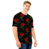 Red Doodle Rose Floral Men T Shirt-grizzshop