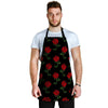 Red Doodle Rose Floral Men's Apron-grizzshop