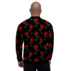 Red Doodle Rose Floral Men's Bomber Jacket-grizzshop