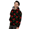 Red Doodle Rose Floral Men's Hoodie-grizzshop