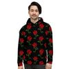 Red Doodle Rose Floral Men's Hoodie-grizzshop