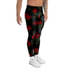 Red Doodle Rose Floral Men's Leggings-grizzshop