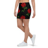 Red Doodle Rose Floral Mini Skirt-grizzshop